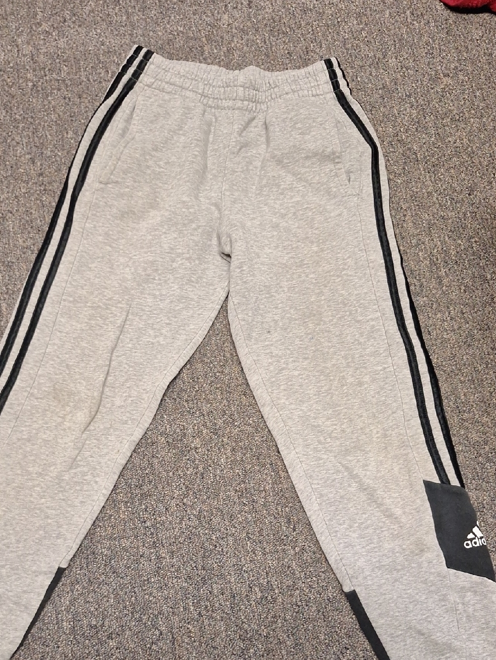 adidas Light Gray Sweatpants with Black Side Stripes